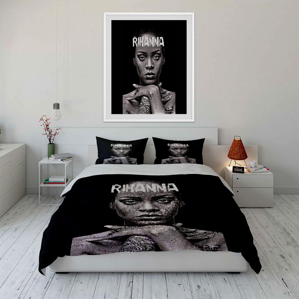 Black and White Female Portrait Bedding Duvet Cover Set Duvet Cover Pillowcases (1*Duvet Cover 2*Pillowcases, without duvet insert)