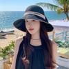 Summer outdoor travel sunscreen bucket hat new fashion splicing visor bow student big eaves hat
