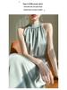 2024 Summer Women's French Retro Acetate Satin Halter Neck Sleeveless Dress
