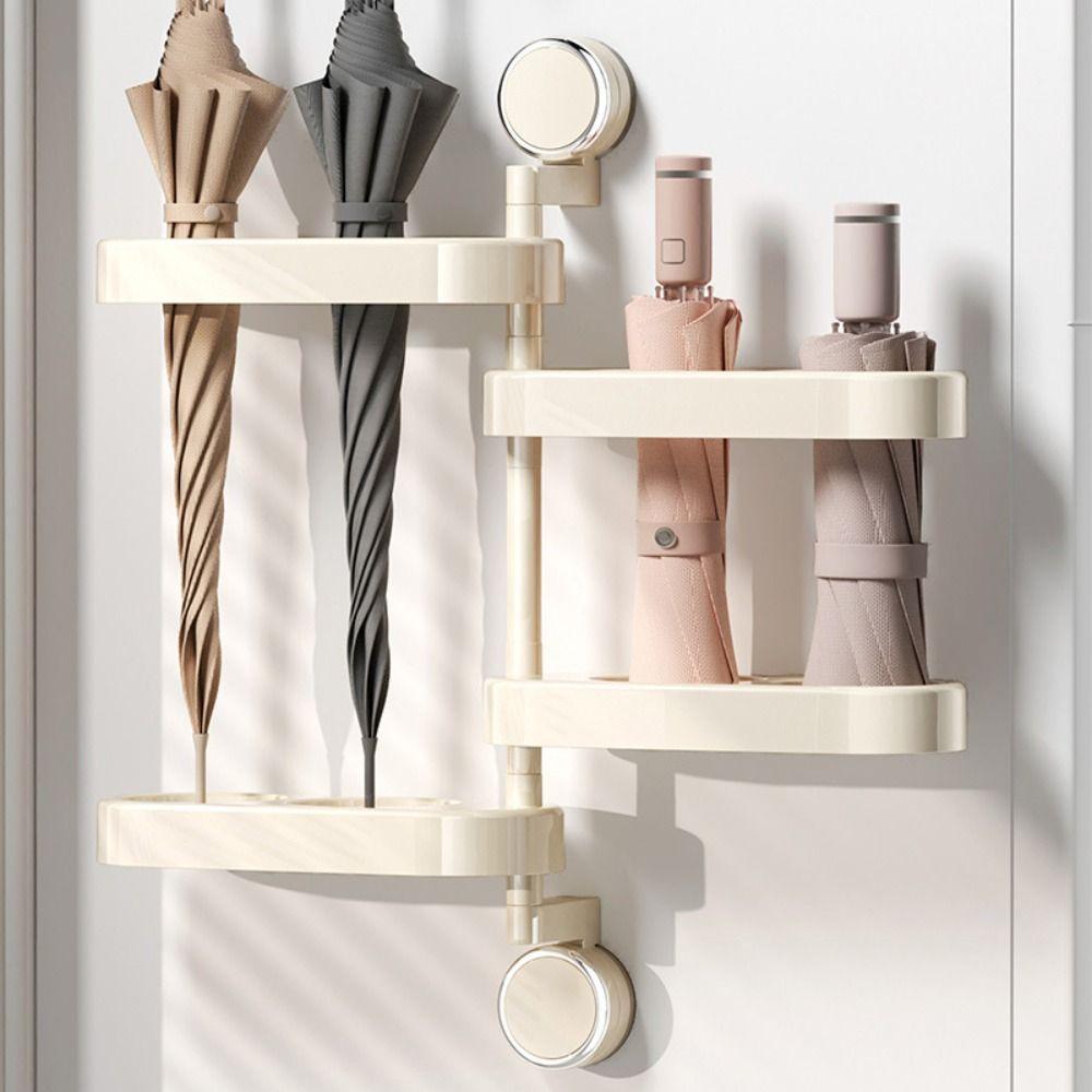 Suction Cup Wall Mounted Umbrella Holder Rotatable Umbrella Organizer Shelf  Household