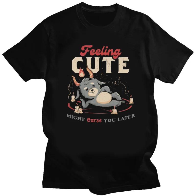 Men Short Sleeve T Shirt Cool Baphomet TShirt Kawaii Satan Demon Ghost Occult Goat Graphic Shirts Kawaii Clothing Anime Shirt