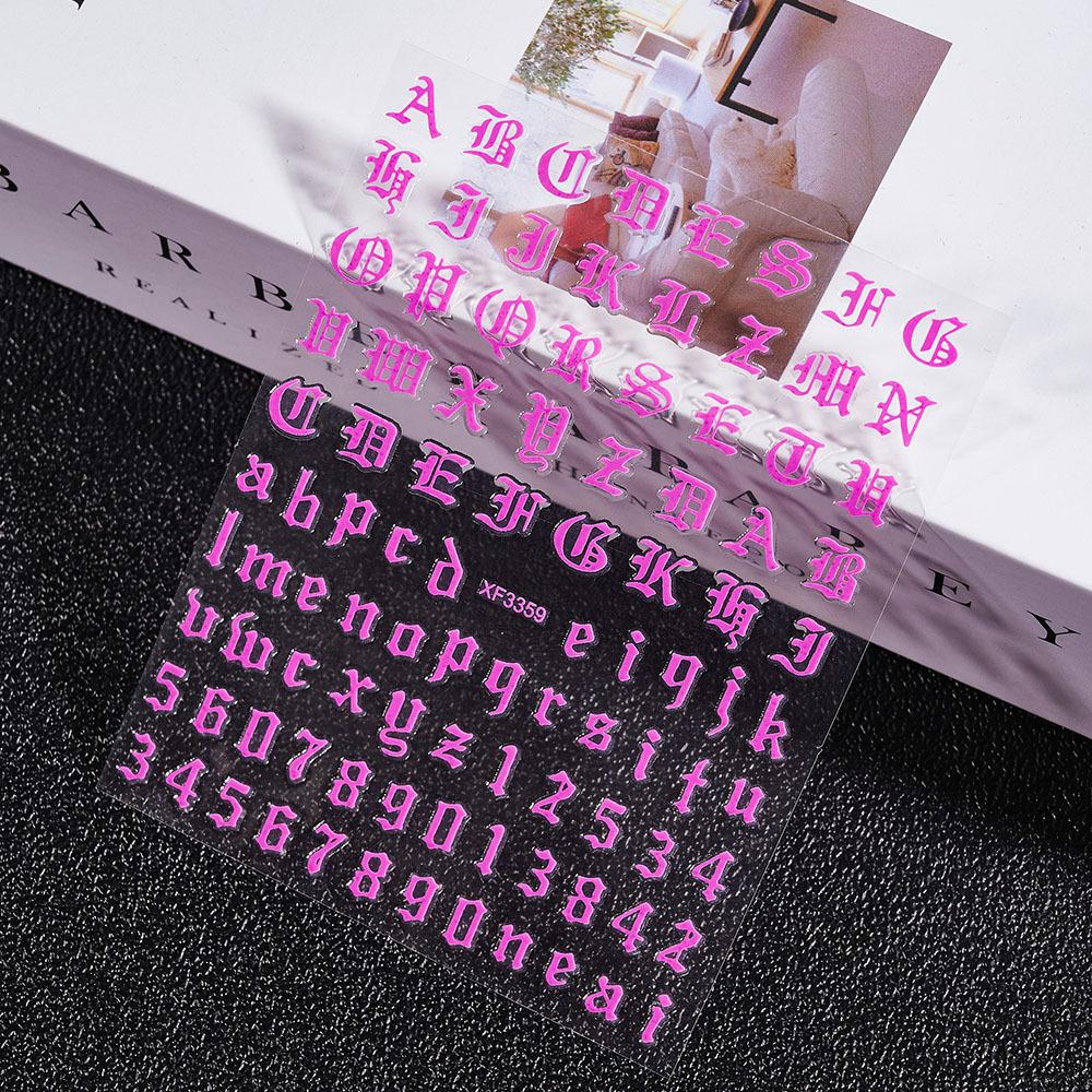 3D Adhesive-Backed Letter Manicure Decorative Sticker Fluorescent Yellow-Green Self-Adhesive Plastic Self-Adhesive Nail Sticker Nude