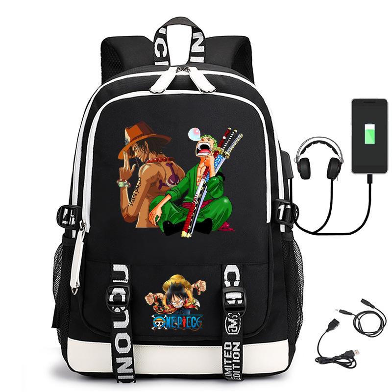 Hot-selling ONE PIECE Luffy backpack usb charging large capacity bag