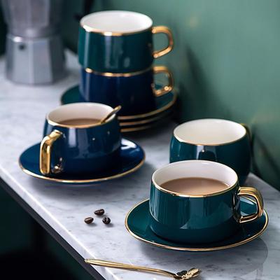 Mug with Dish Porcelain Elegant Coffee Cup And  Tea Cups Ceramic Mugs Luxury Demitasse