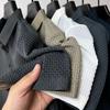 Men's Spring and Summer Plus Size Lapel Peplum Short Sleeve Solid Colour Simple Mesh Ice Silk Shirt