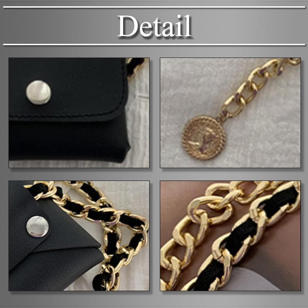 Buzz Selection Belt Chain Mini Waist Stylish Accent for LBT914 Pouch, Accessory, Women, (Black)