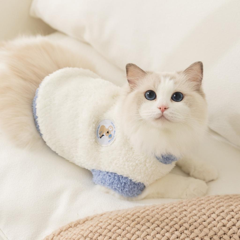 Pet Cat Clothes Autumn and Winter Velvet Two-legged Dog Going Out Warm Velvet