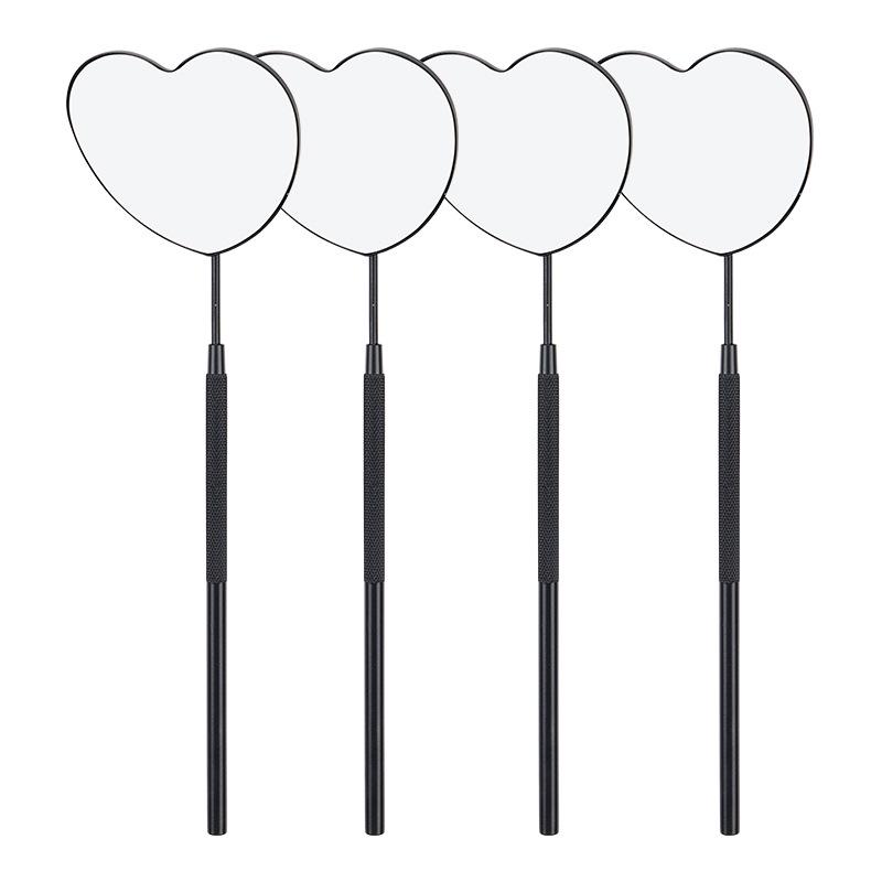Heart-Shaped Anti-Fog Eyelash Extension Mirror - Stainless Steel, Anti-Curl Design