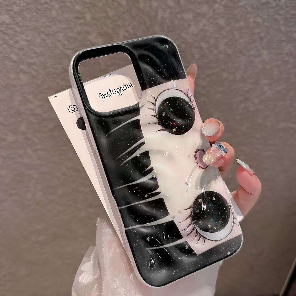 Premium Deluxe Anti-fingerprint big eyes Phone Case For iPhone Pro Max 16 12 Air 14 Plus 11 17 13 15 Funda