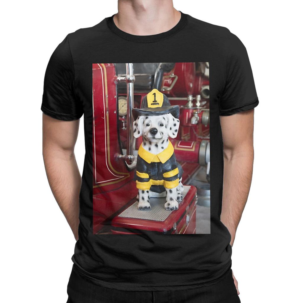 Firefighter Graphic Funny 100 Cotton TShirt Sparky the Fire Dog Tees Tops For Unisex