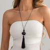 Adjustable Length Long Necklace Chain Wax Thread Sweater Chain Fashion Resin Pendant Necklace
