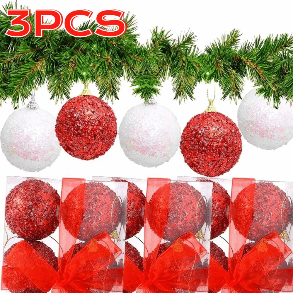 3Pcs 8cm Christmas Glitter Balls New Year DIY Christmas Ball Ornaments Gold Sparkling Sparkling Ball Pendants Party Ornaments