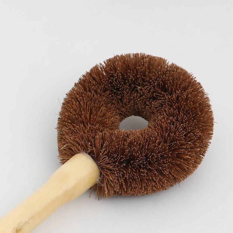 1 Stück Natürlicher Holzgriff Topfbürste Haushalt Küche Reinigungsbürste Topfwaschen Spülbürste Langer Griff Topfwaschen Bürste