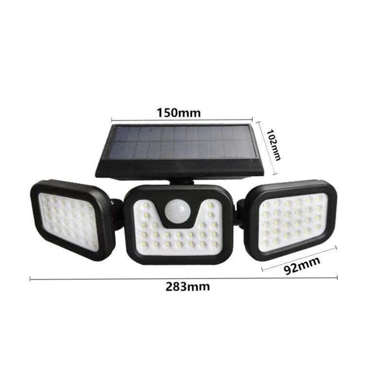 Three-Head LED Solar Motion Sensor Outdoor Wall Light, Waterproof for Garden, Courtyard, Fence, and Home Lighting.