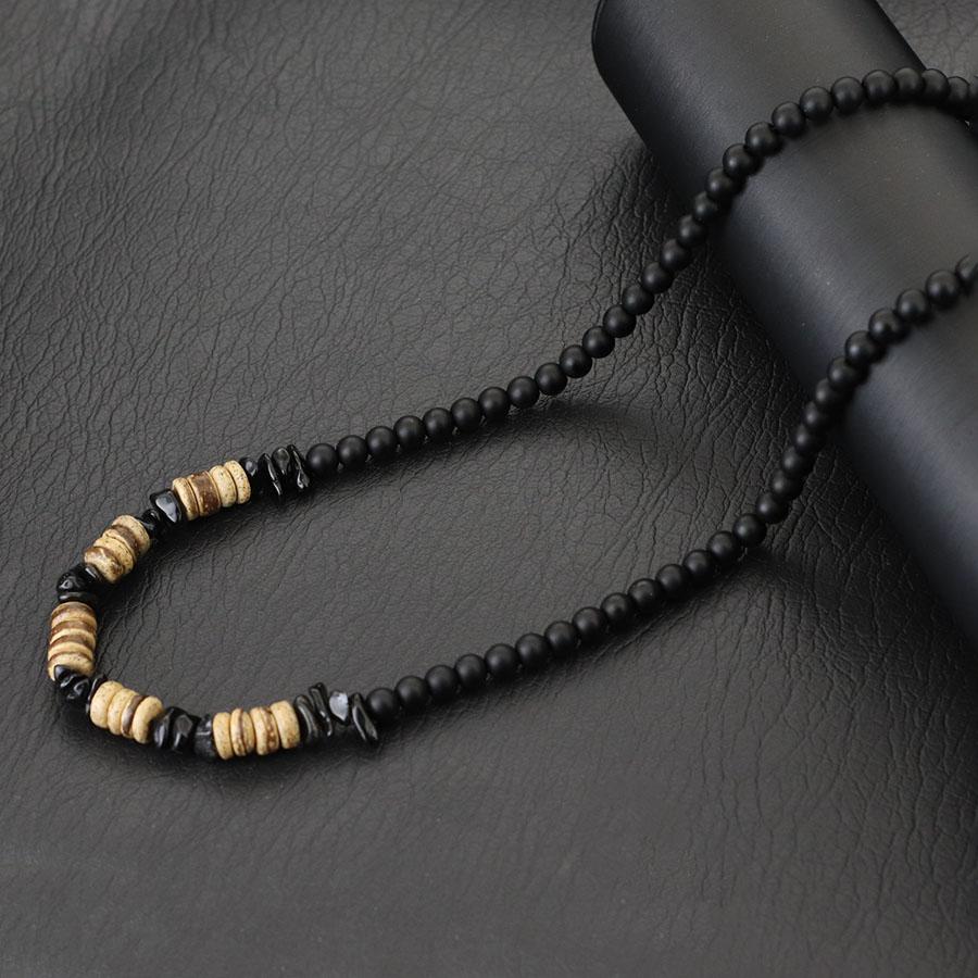 

Fashion Men Necklace 20 Inches Natural Tiger Eyes Blue Howlite Stone Collar Hiphop Accessories Coconut Husk Beads Colar Jewelry