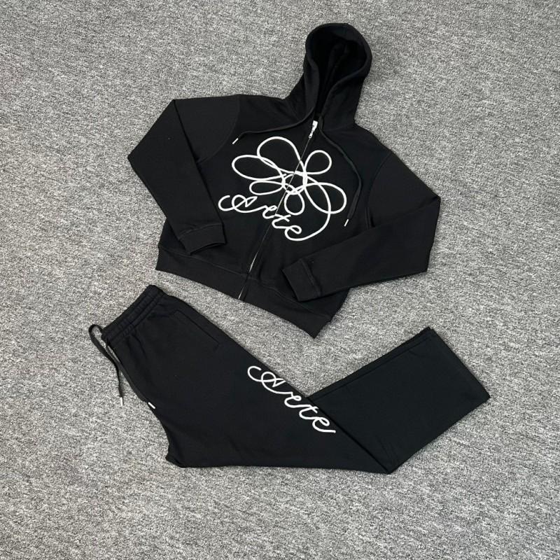 Unisex Hooded Oversized Cotton Sweatshirt With Floral Embroidery Long Sleeve Open Front Pullover Casual Sportwear