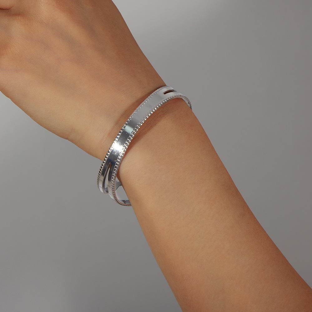 Retro Geometric Open Bangle: Irregular C-Shaped 18k Gold-Plated Titanium Steel Bracelet for Women