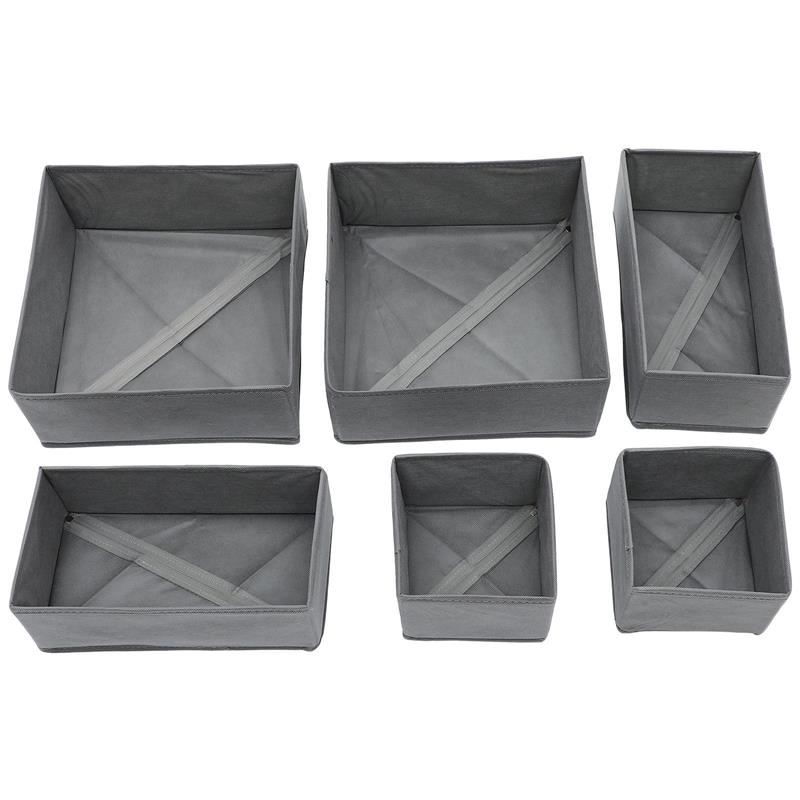 

6 Pcs Closet Dresser Storage Box Baby Organizer Clothes Under- Bed Underpants Drawer Toy Basket Ties Case Key Box Storage серый