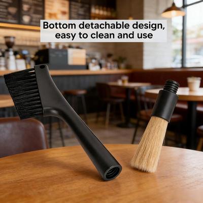 Kaffeemaschinen-Reinigungsbürste, Doppelseitige Staubbürste für Espressomühle, Schwarz, Polypropylen, PET-Borsten