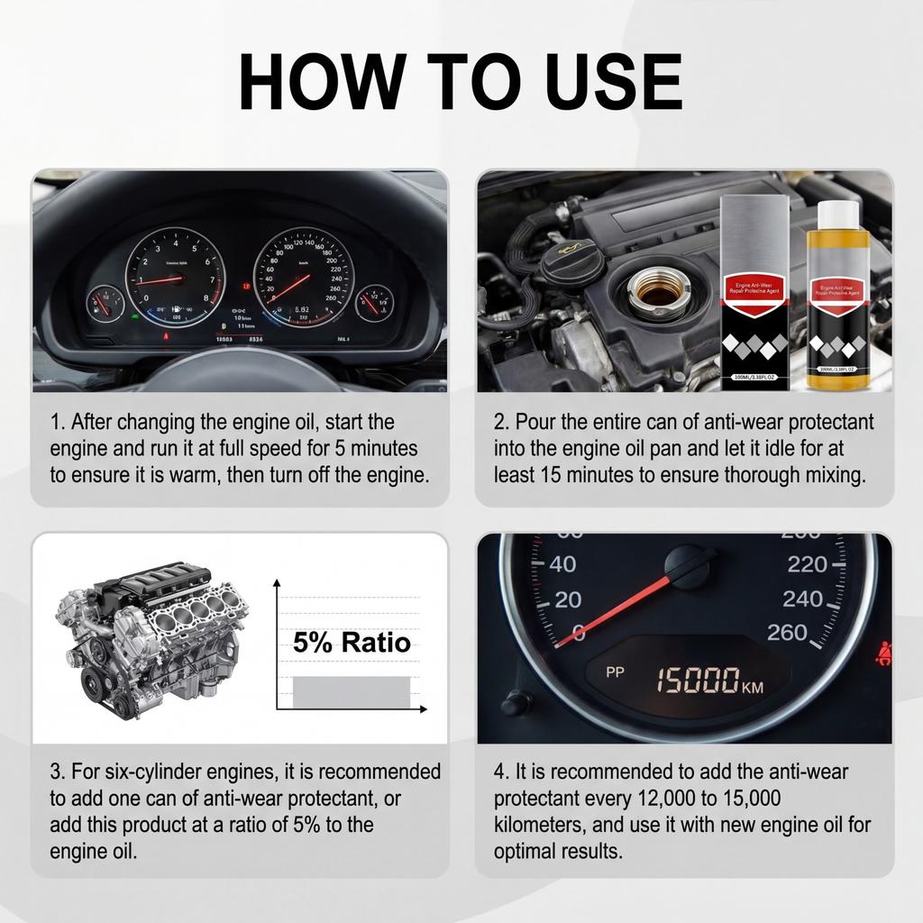 Engine -wear Agent Is Suitable For Automobiles. It Is Used For Engine Maintenance To Reduce Wear And Ensure Smooth,100ML