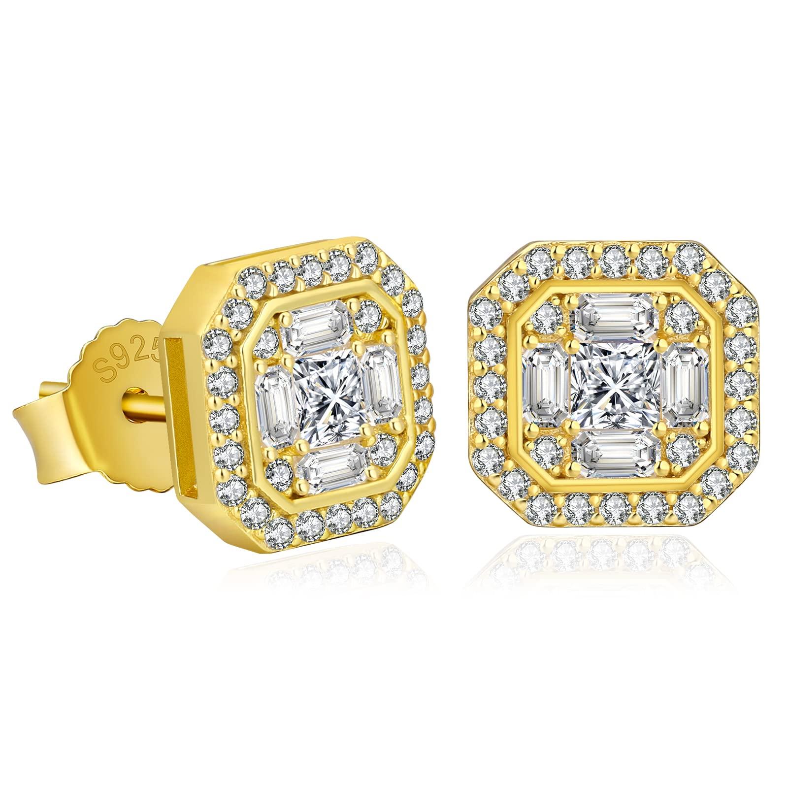 

Square 925 For Both CZ Hypoallergenic to Cool Gold KRKC&CO Men s Earrings, Women s Earrings, Silver, Ears, Diamond, Zirconia, Metals, Unisex,