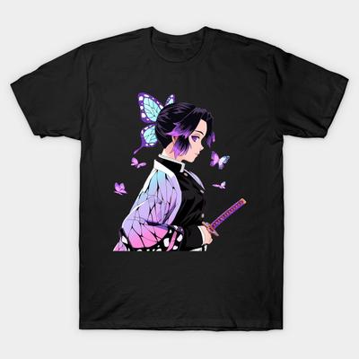 Men Black Print T-shirt Super Large TShirtdemon Slayer No-Cut Transfer Paper Print Cotton Tshirt
