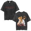 Washed Vintage Anime Death Note Tshirt Yagami Light Graphic T Shirts Men Women Cartoon Manga Oversized Tshirts S Streetwear