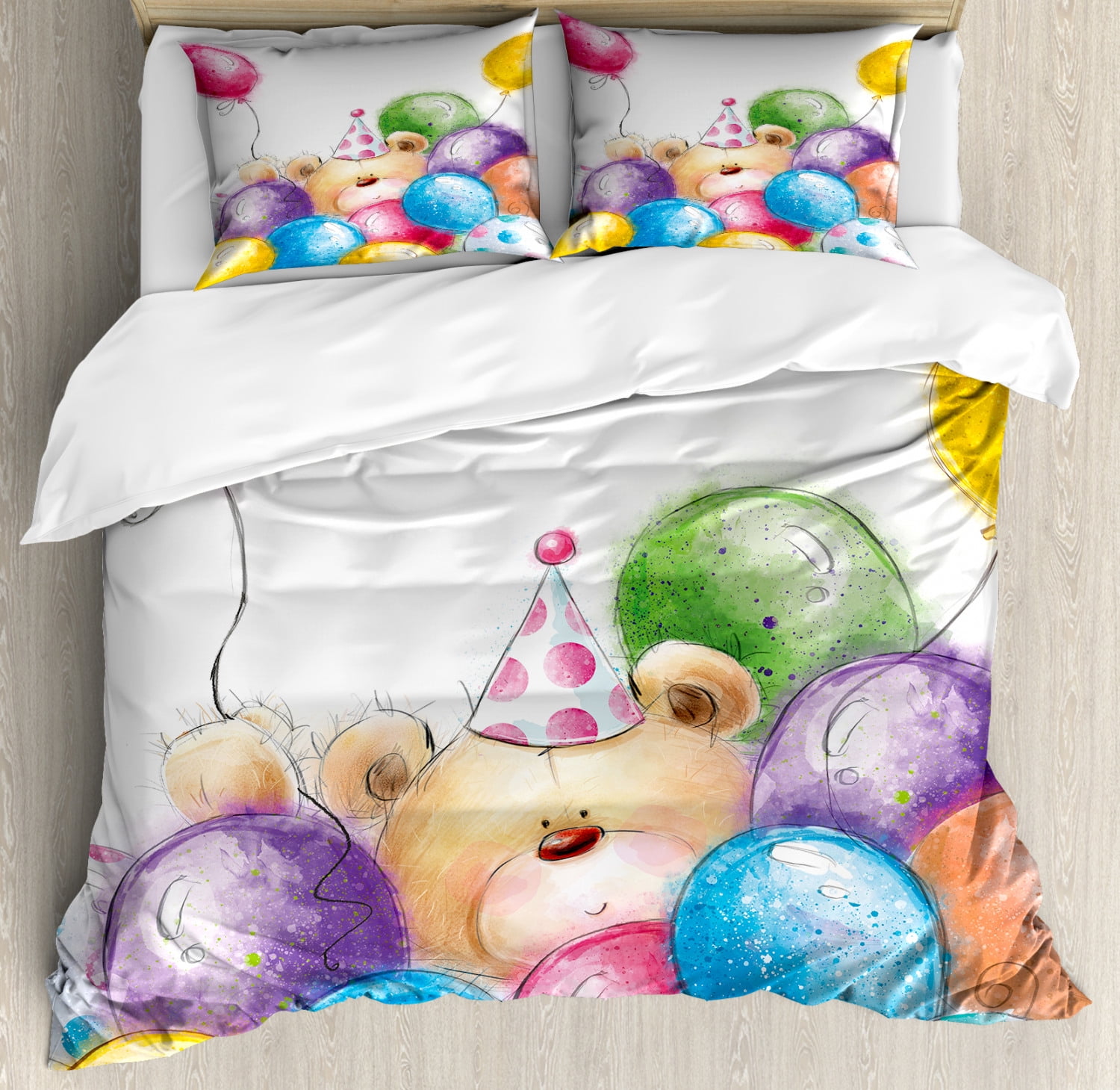 

Carton Bear Warm Comforter Cover Todler for Young Boys Young Girls, Ice Cream Polka Dots Beding Suitable Childrens Children Kids plus Tens,soft Warm 135*200cm Eu-Single