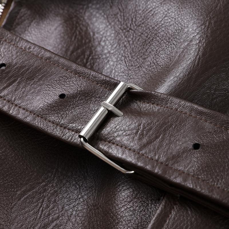 Zipper Lapel Lace-up Loose Leather Jacket Women's Motorcycle Style Short Jacket Fashion Streetwear Autumn 2025