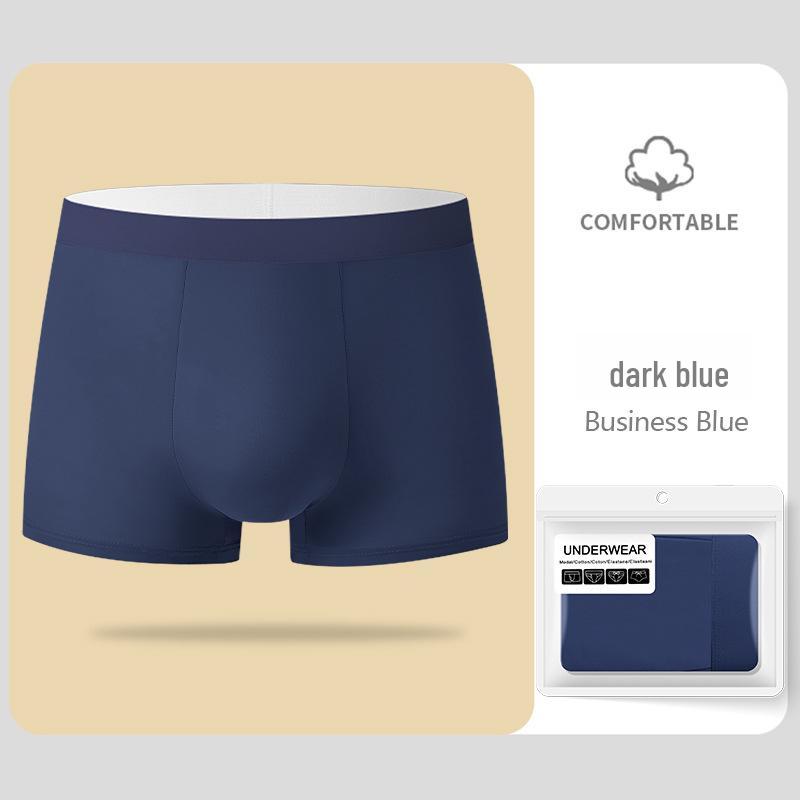 Men's Summer Breathable Ice Silk Boxer Briefs - Thin, Skin-Friendly, Solid Color, Mid-Waist.