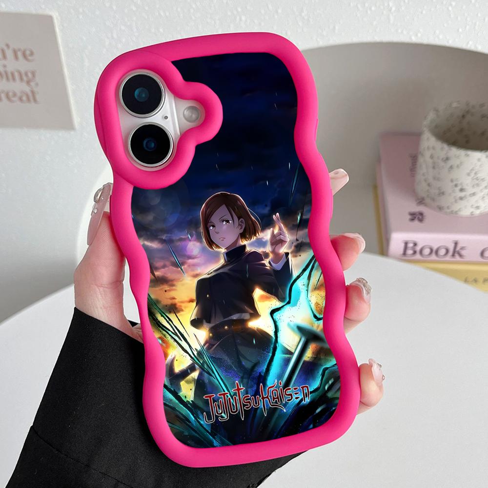 

Jujutsu Kaisen Nobara Mobile Phone Case for iPhone 17 16 15 14 13 12 11 Air Pro Max Plus Wavy Edge TPU Colorful Cover Luxury iPhone 11