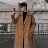 Men's Mid-Length Korean Style Wool Trench Coat - Autumn/Winter, Thickened, Over-the-Knee, Loose Fit