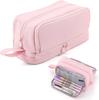 Large Capacity Double Layer Solid Color Student Pencil Case