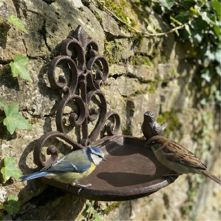 Handcrafts Cast Iron Bird Food Dish Wall Decors With Nordic Design Hanging Bird Feeding Station For Home Backyard Garden