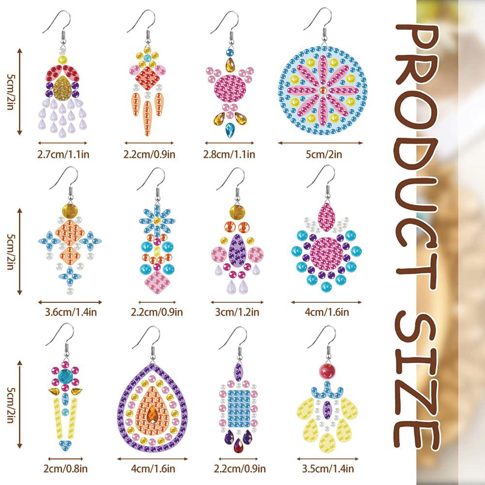 12 Pairs Double Sided Dangle Drop Mosaic Drill Earring Kits DIY Crystal Earring Making Craft Kit Mosaic Jewelry Accessories