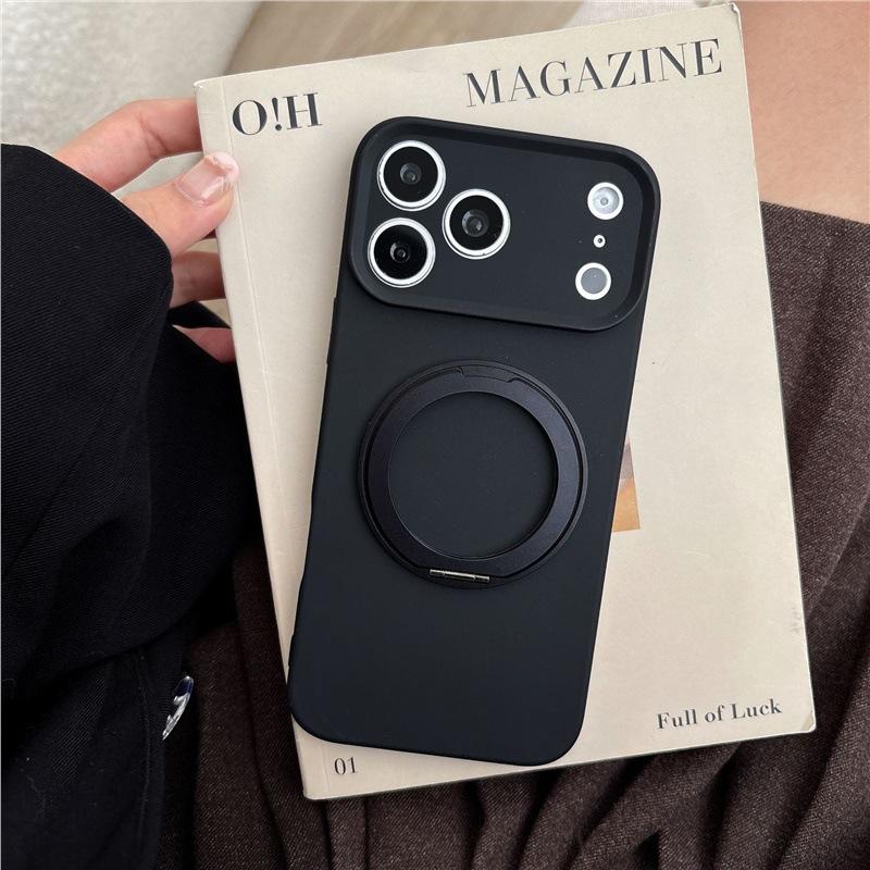 Applicable to Apple 17 Pro mobile phone case, simple skin feeling, metal ring bracket, Apple 16 anti-drop 15 protection 14 sets