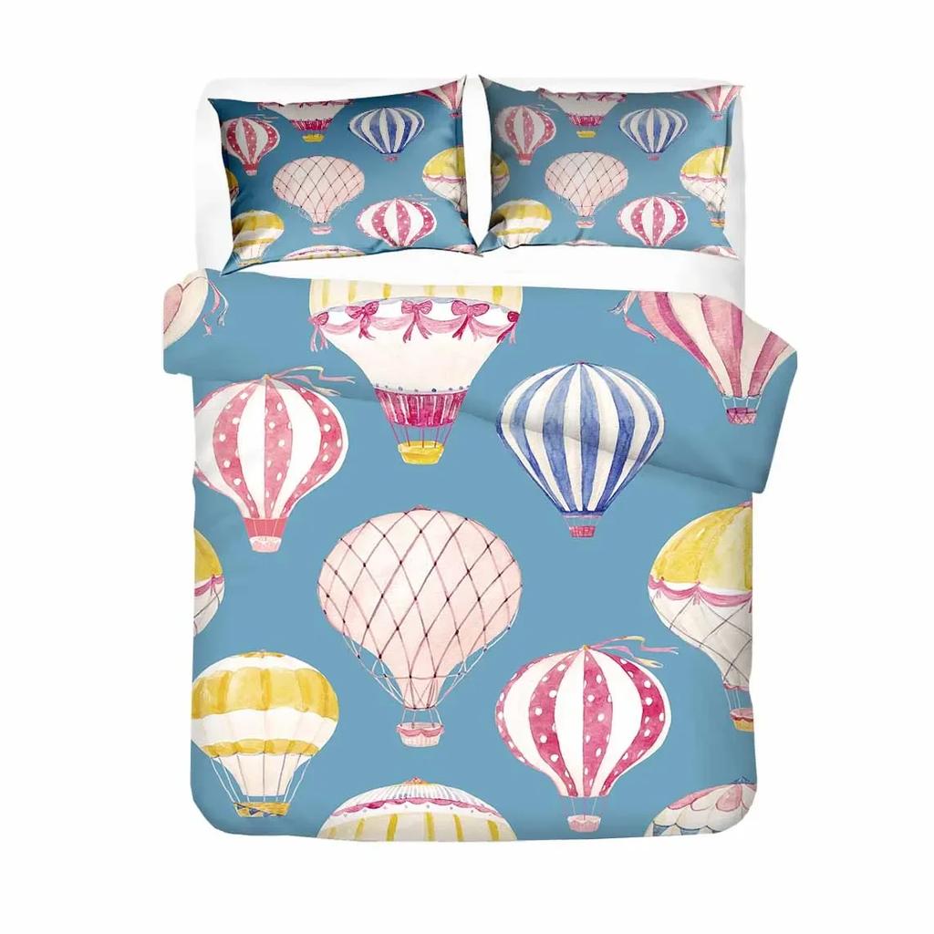 Rose Flower Balon Bedclothes 2/3Pcs Comfortable Soft with Soft Fabric Duvet Cover Set Pilow Case Beding Sets EU/US/AU/UK Single Twin Double Quen