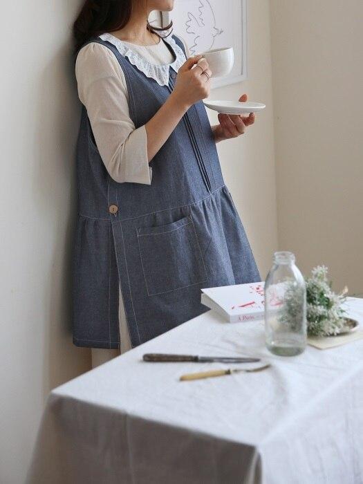 MAISON DE ROOMROOM Collar Lace Apron denim