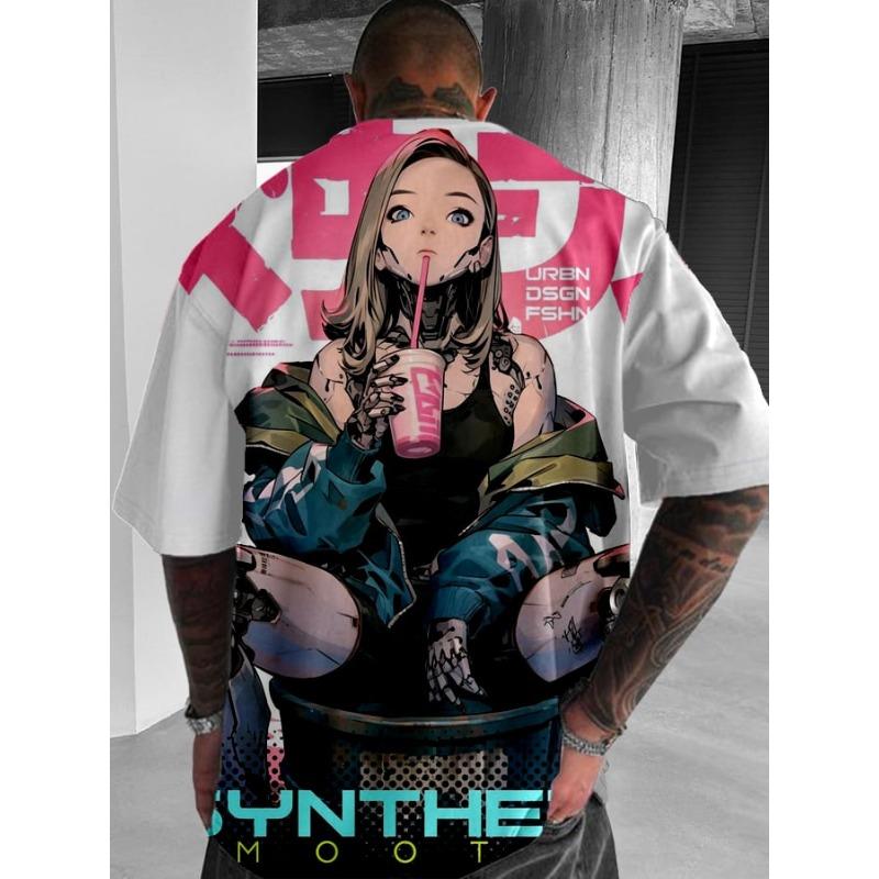 Cartoon sexy girl pattern men's T-shirt 3D printed oversized T-shirt