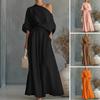 2Pcs/Set Women Summer Outfit Slash Neck Short Sleeve Tops High Waist Oversized Wide Leg Long Pants Set Pure Color Lounge Set