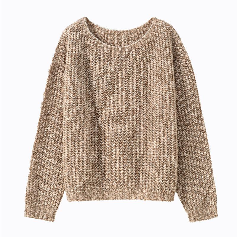 Premium Wear Pullover Baby Camel Fleece Blended Wool Knitted Sweater Jacket Women's Loose Sweater