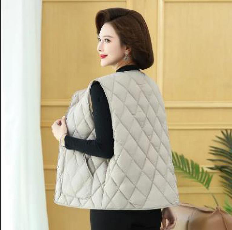Middle Aged Women's Autumn Fashion Mother's Winter Lightweight Sleeveless Waistcoat Jacket