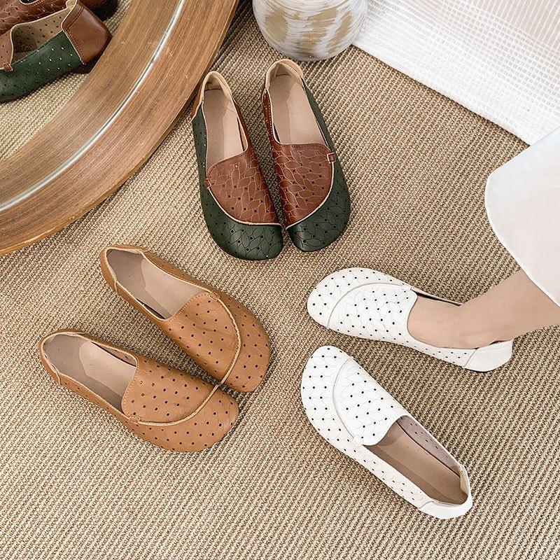 Retro Hollow Hole Shoes Single Shoes Women's Summer Non-slip Soft-soled Small Leather Shoes Cloth Shoes