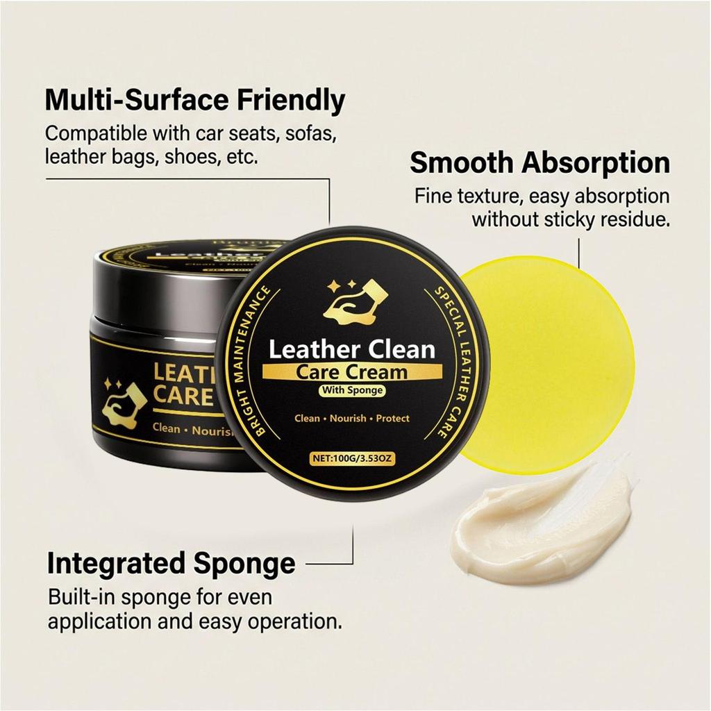 Leather Conditioner 100g Protection Cleaning Stain Remover Restoration Balm Leather Cream for Sofa Car Seat Bag Vehicle Care