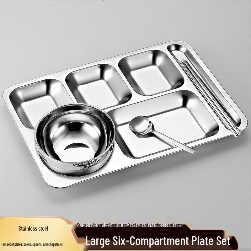 Hengxin Ruichu Large Stainless Steel 6-Compartment Adult Meal Tray