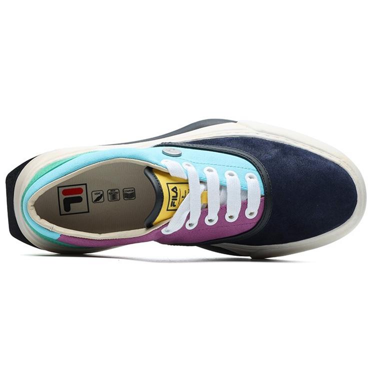 New MIHARA YASUHIRO x FILA FM Court 10 Low Top Skateboard Shoes Women's Black Blue Purple Patchwork F12W124348FNB