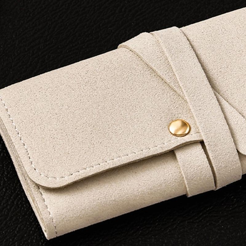 Portable Jewelry Roll Case  Leather Multi Layer   For Necklace Earring Rings Travel Packaging Organizer Earrings Bag