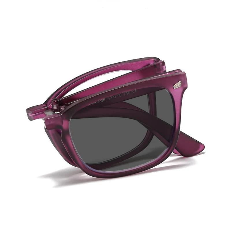 

Мужские популярные фотохромные очки для чтения Женские портативные складные очки для дальнозоркости Унисекс очки с изменяющимся цветом +1.0+4.0 3.0