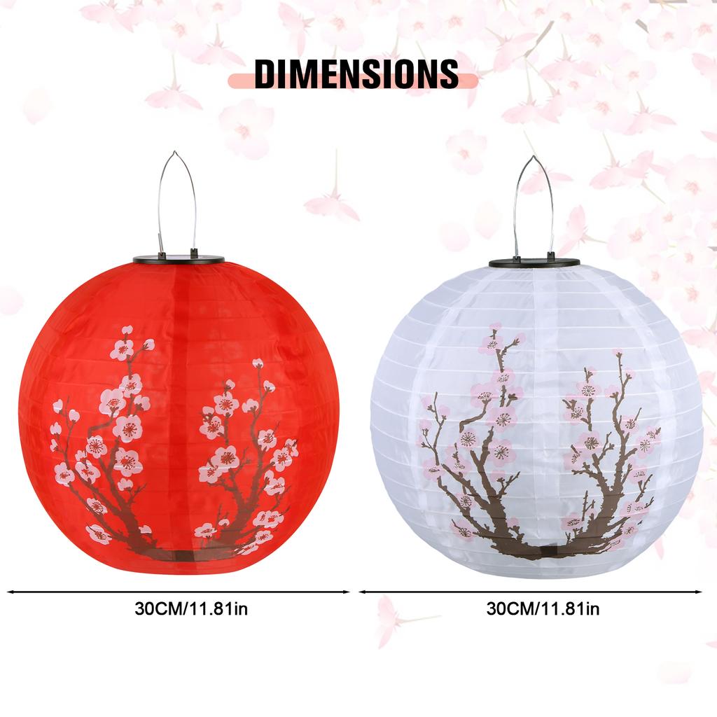 LED Solar Lantern 30cm Solar Power LED Plum Blossom Lights IP65 Waterproof Outdoor Solar Lanterns Nylon Colth for Garden Porch