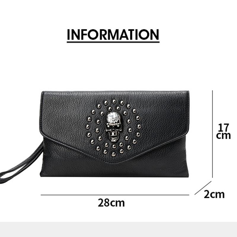 Gothic Stil Frauen Kupplung Tasche Vintage Niet Schädel Weibliche Unterarm Tasche Leder Schulter Umhängetaschen Geldbörse Dropship